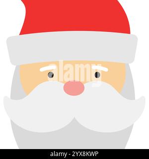 Grußkarte mit dem großen Kopf des Weihnachtsmanns. Frohe Weihnachten Hintergrund. Vektorabbildung Stock Vektor