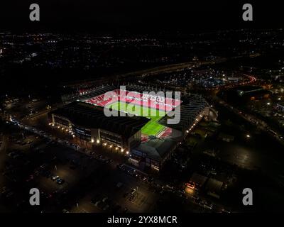 Eine Luftaufnahme des Bet365 Stadions, Heimstadion von Stoke City, nach dem Sky Bet Championship Match Stoke City gegen Cardiff City im Bet365 Stadion, Stoke-on-Trent, Großbritannien, 14. Dezember 2024 (Foto: Craig Thomas/News Images) in, am 14.12.2024. (Foto: Craig Thomas/News Images/SIPA USA) Credit: SIPA USA/Alamy Live News Stockfoto