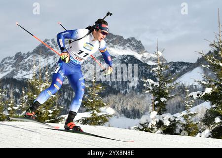 Hochfilzen, Österreich. Dezember 2024. HOCHFILZEN, ÖSTERREICH - 14. DEZEMBER: Tommaso Giacomel aus Italien tritt am 14. Dezember 2024 im Biathlon Stadion Hochfilzen im Biathlon-Stadion in Hochfilzen an.241214 SEPA 24 465 - 20241214 PD6610 Credit: APA-PictureDesk/Alamy Live News Stockfoto