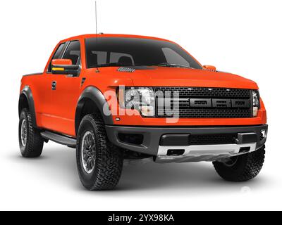 Rot 2010 Ford F-150 Raptor SVT LKW isoliert auf weißem Hintergrund mit Beschneidungspfad Stockfoto