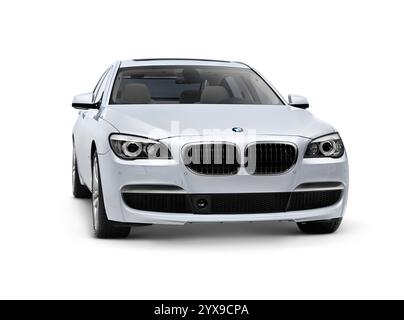 2010 BMW 760Li individuelle 7er Limousine Luxusauto mit Beschneidungspfad auf weißen Hintergrund isoliert Stockfoto