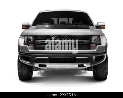 Frontansicht des 2011 Ford f-150 SVT Raptor 4 x 4 Pickup-Truck Isoalted auf weißem Hintergrund mit Beschneidungspfad Stockfoto