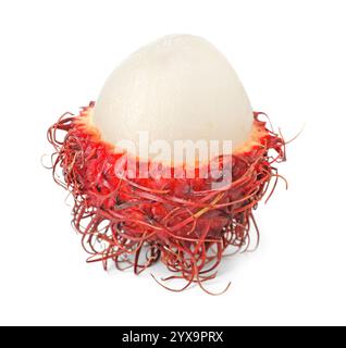 Köstliches reifes Rambutan, isoliert auf Weiß. Exotische Früchte Stockfoto