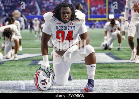 Atlanta, Georgia. Dezember 2024. Jackson State's Stanley Cooks vor dem Cricket Celebration Bowl 2024 spielte im Mercedes Benz Stadium in Atlanta, Georgia. Jackson State besiegt South Carolina State mit 28:7. Cecil Copeland/CSM/Alamy Live News Stockfoto