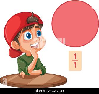 Kindliche Lernfraktionen mit visueller Darstellung Stock Vektor