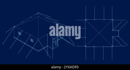 Kontur Camping Zelt Set Vektor Illustration. Isometrisch, Draufsicht Stock Vektor