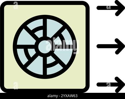 Symbol für das industrielle HLK-Gebläse. Klimaanlage, einfaches flaches Schild. Lüftungs- und Kühlsysteme für die Raumklimaregelung. Lüfter Stock Vektor