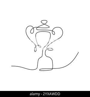 Award Cup One Single Line Drawing (Einzeilige Zeichnung) Stock Vektor