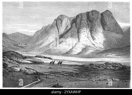 Berg Sinai, Sinai-Massiv und Katharinenkloster auf der Sinai-Halbinsel Ägypten. Vintage oder historische Gravur oder Illustration 1864 Stockfoto