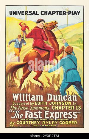 The Fast Express (Universal, 1924) William Duncan, Edith Johnson – Episode 13, The False Lamons – Stummfilm – altes Filmplakat Stockfoto