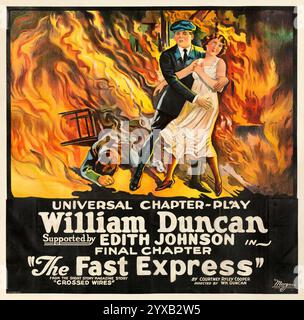 The Fast Express (Universal, 1924) William Duncan, Edith Johnson – letztes Kapitel – Stummfilm – altes Filmplakat Stockfoto