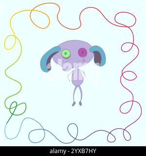 Ein märchenhafter mehrfarbiger Charakter in einem Rahmen Stock Vektor