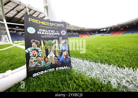 Ein allgemeiner Überblick über das Spieltagsprogramm im Stadion vor dem Finale des Premier Sports Cup im Hampden Park, Glasgow. Bilddatum: Sonntag, 15. Dezember 2024. Stockfoto