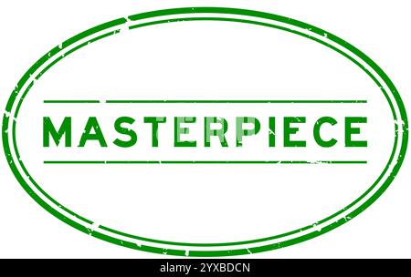Grunge grünes Meisterwerk Wort Ovalgummisiegel Stempel auf weißem Hintergrund Stock Vektor