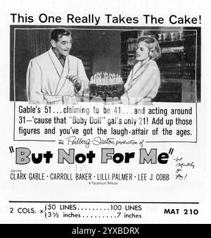 CLARK GIABLE CARROLL BAKER LILLI PALMER und LEE J. COBB in BUT NOT FOR ME 1959 Regisseur WALTER LANG aus dem Stück Accent on Youth von Samson Raphaelson Drehbuch John Michael Hayes Kostümdesign Edith Head Perlberg-Seaton Productions / Paramount Pictures Stockfoto