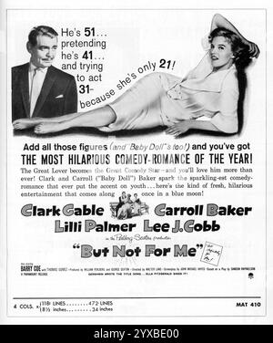 CLARK GIABLE CARROLL BAKER LILLI PALMER und LEE J. COBB in BUT NOT FOR ME 1959 Regisseur WALTER LANG aus dem Stück Accent on Youth von Samson Raphaelson Drehbuch John Michael Hayes Kostümdesign Edith Head Perlberg-Seaton Productions / Paramount Pictures Stockfoto