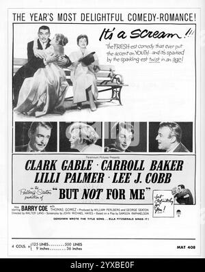 CLARK GIABLE CARROLL BAKER LILLI PALMER LEE J. COBB und BARRY COE in BUT NOT FOR ME 1959 Regisseur WALTER LANG aus dem Stück Accent on Youth von Samson Raphaelson Drehbuch John Michael Hayes Kostümdesign Edith Head Perlberg-Seaton Productions / Paramount Pictures Stockfoto