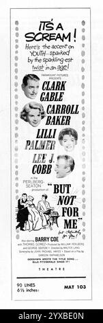 CLARK GIABLE CARROLL BAKER LILLI PALMER und LEE J. COBB in BUT NOT FOR ME 1959 Regisseur WALTER LANG aus dem Stück Accent on Youth von Samson Raphaelson Drehbuch John Michael Hayes Kostümdesign Edith Head Perlberg-Seaton Productions / Paramount Pictures Stockfoto