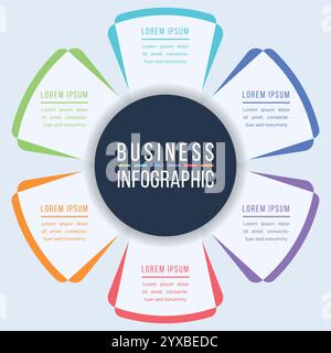 6 Optionen Infografik Design 6 Schritte, Objekte, Elemente oder Optionen Geschäftsinformationsvorlage Stock Vektor