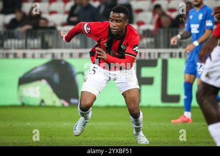 Nizza, Frankreich. November 2024. Youssoufa MOUKOKO of Nizza während des Fußballspiels der UEFA Europa League, League Phase MD5 zwischen OGC Nice und Rangers FC am 28. November 2024 in der Allianz Riviera in Nizza, Frankreich - Foto Matthieu Mirville/DPPI Credit: DPPI Media/Alamy Live News Stockfoto