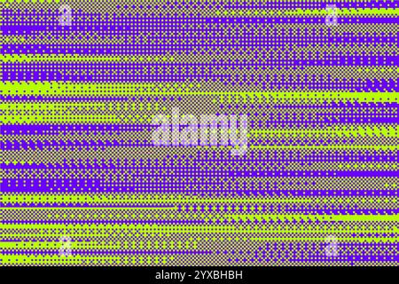 Pixel-Bitmap-Hintergrund mit Retro-Punktmuster. Abstrakte Abstufung der violetten und grünen Vektorabstufung. Rasterwandbild mit Rauscheffekt Stock Vektor