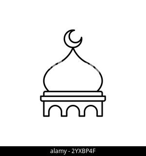 Muslimische Moschee Kuppeln Symbol. islamischer Gottesdienst, islamischer Gebetsraum für Religion und Ramadan-Symbol. Moslem betet in Umrissvektor-Illustration. Stock Vektor