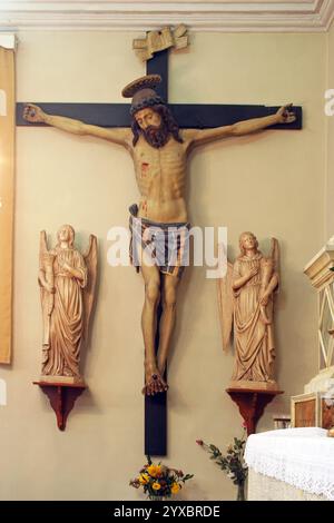 Kruzifix in der Kapelle unserer Lieben Frau der Gesundheit in Vela Luka, Insel Korcula, Kroatien Stockfoto