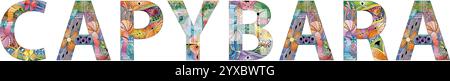 Word Capybara zentangle stilisiert. Handgezeichnete dekorative Vektor-Illustration Stock Vektor