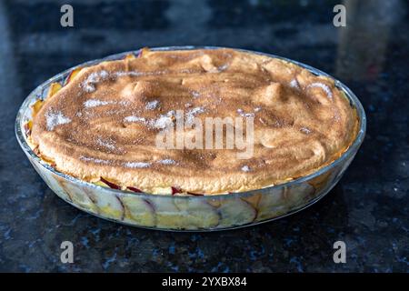 Typisch brasilianischer Apfelkuchen mit Nelken und Zimt in feinen Details und selektiver Fokussierung Stockfoto