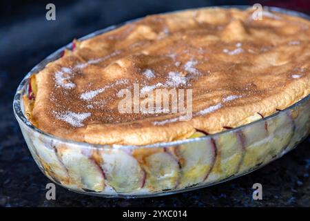 Typisch brasilianischer Apfelkuchen mit Nelken und Zimt in feinen Details und selektiver Fokussierung Stockfoto