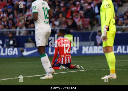 Madrid, Spanien. Dezember 2024. Samuel Lino (Atletico de Madrid) wurde während des LaLiga EA SPORTSPIELS zwischen den Teams von Atletico de Madrid und Getafe CF im Estadio Civitas Metropolitano gesehen. Atletico Madrid 1- 0 Getafe CF Credit: SOPA Images Limited/Alamy Live News Stockfoto