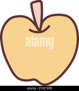 Apple Doodle Icon handgezeichnet mit dünner Linie in minimalistischem Stil und Farbe Stock Vektor