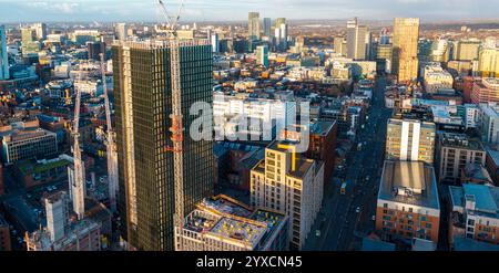 Luftaufnahme des Ancoats-Gebiets in der Stadt Manchester, Großbritannien Stockfoto