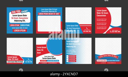 Set minimalistischer Post-Designs für soziale Medien Stock Vektor