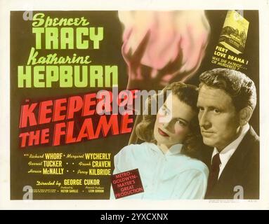 KATHARINE HEPBURN und SPENCER TRACY in Poster Art for KEEPER OF THE FLAME 1942 Regisseur GEORGE CUKOR Roman I.A.R. WYLIE Music BRONISLAU KAPER Kleider ADRIAN Produzent VICTOR SAVILLE Metro Goldwyn Mayer Stockfoto