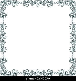 Holly Girland Frame Vektor Hintergrund. Weihnachtsrand Illustration für Winterferien Einladungskarte, Banner, Grußkarte, Postkarte, Verpackung, Stock Vektor