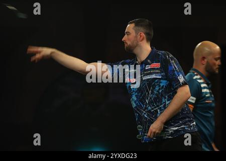 Alexandra Palace, London, Großbritannien. Dezember 2024. 2024/25 PDC Paddy Power World Dart Championships Tag 1; Luke Humphries in Aktion gegen Thibault Tricole. Beschreibung: Action Plus Sports/Alamy Live News Stockfoto