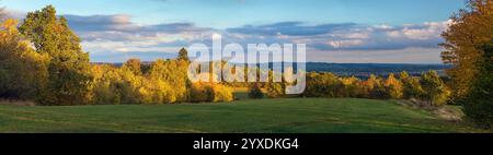 Herbstlandschaft vom böhmischen und mährischen Hochland, Panoramablick, Tschechische Republik, Europa Stockfoto