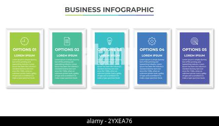Präsentation Business Infografik-Vorlage mit 5 Optionen. Vektorabbildung. Stock Vektor