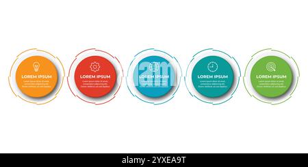 Business Visualization Infografik-Konstruktionsvorlage mit Optionen, Schritten oder Prozessen. Stock Vektor