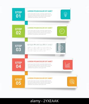 Business Visualization Infografik-Konstruktionsvorlage mit Optionen, Schritten oder Prozessen. Stock Vektor