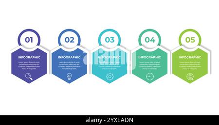 Präsentation Business Infografik-Vorlage mit 5 Optionen. Vektorabbildung. Stock Vektor