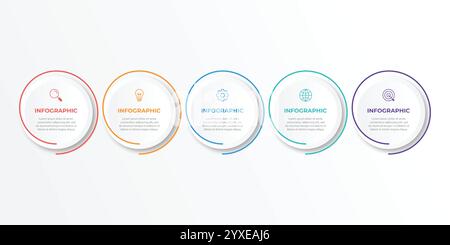 Business Visualization Infografik-Konstruktionsvorlage mit Optionen, Schritten oder Prozessen. Stock Vektor