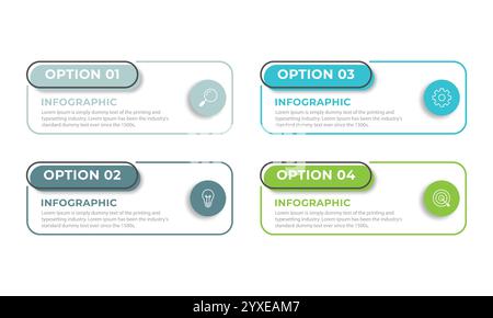 Business-Infografiken. Zeitachse mit 4 Schritten, Optionen, Quadraten. Vektorvorlage. Stock Vektor