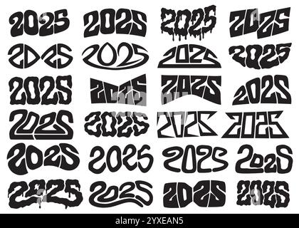 2025 Zusammenstellung für Illustrative Lettering. Vektorbeschriftung Design Illustration für Web, T-Shirt Design, andere grafische Design Verwendung Stock Vektor