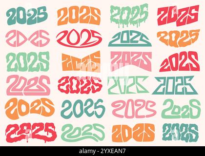 2025 Zusammenstellung für Illustrative Lettering. Vektorbeschriftung Design Illustration für Web, T-Shirt Design, andere grafische Design Verwendung Stock Vektor