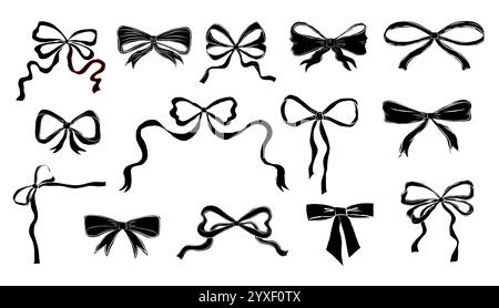 Sammlung von handgezeichneten Bögen, Bändern Illustrationen Stock Vektor