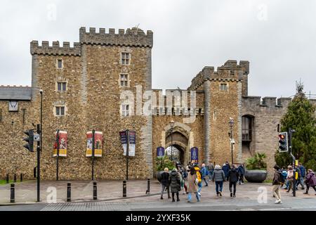 Cardiff, Großbritannien. Dezember 2024. Shopper im Stadtzentrum von Cardiff im Cardiff Castle. Autor: Thomas Faull/Alamy Live News Stockfoto