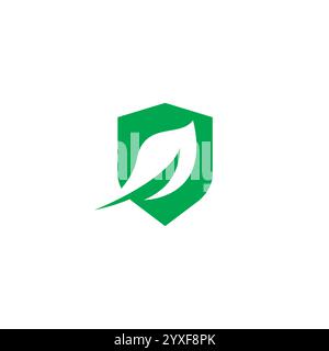 Design mit Blattschutz. „Organic Nature“-Logo Stock Vektor