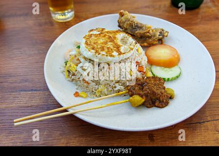 Masi Goreng, gebratener Reis mit Huhn, Miri, Sarawak, Malaysia, Borneo Stockfoto